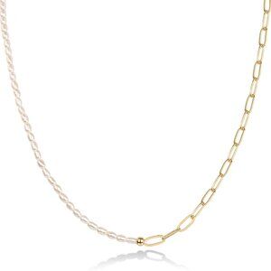 Gold Plated Pearl Necklace Dainty Choker Beaded Bridal Jewelry for Women